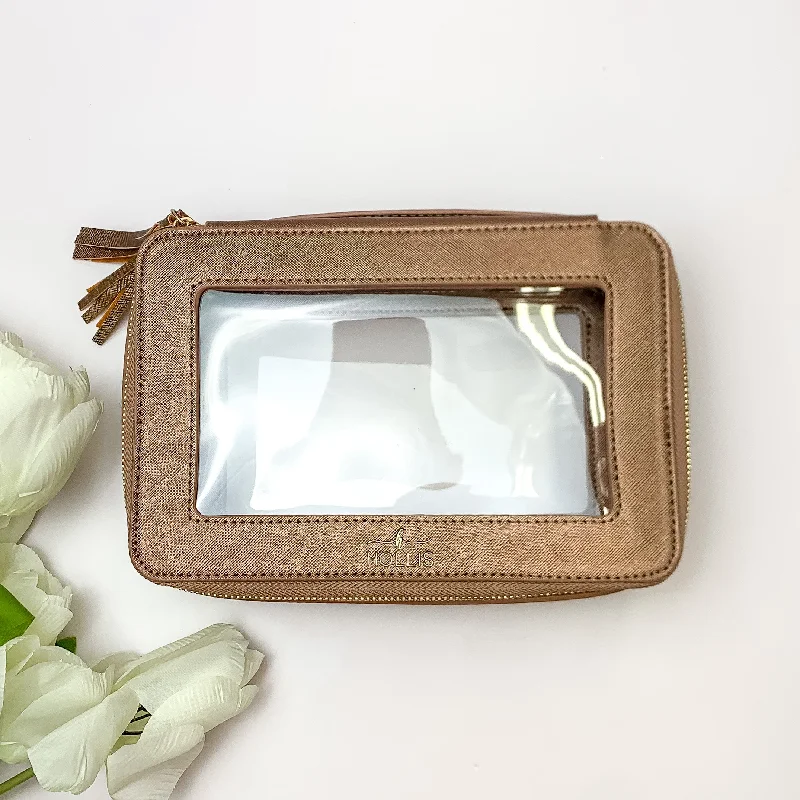 Hollis | Clear Toiletry Bag in Metallic Mocha Statement Bags With Exclusive Savings