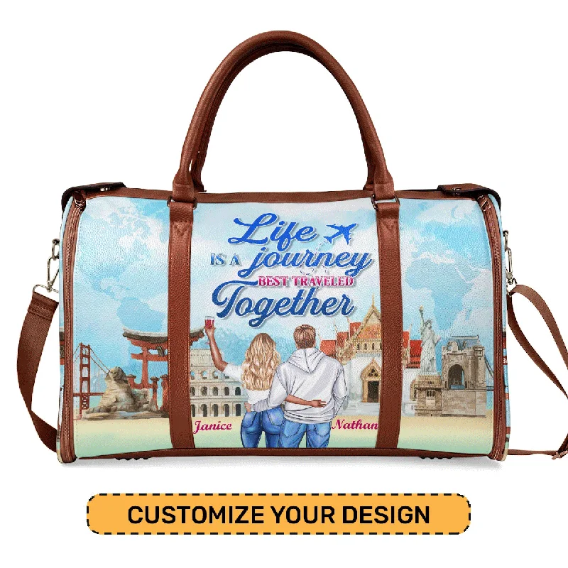 Life Is A Journey Best Traveled Together - Personalized Leather Duffle Bag SBDBHA36 Premium Handbags At Unbeatable Markdowns Life Is A Journey Best Traveled Together - Personalized Leather Duffle Bag SBDBHA36 Premium Handbags At Unbeatable Markdowns