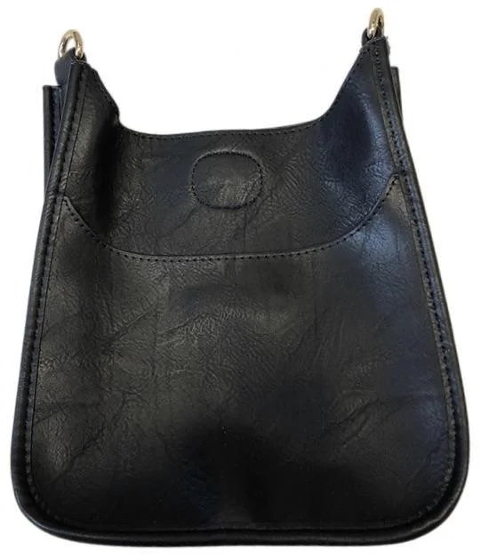 Medium Faux Leather Messenger Black - No Strap Elegant Purses At Clearance Prices