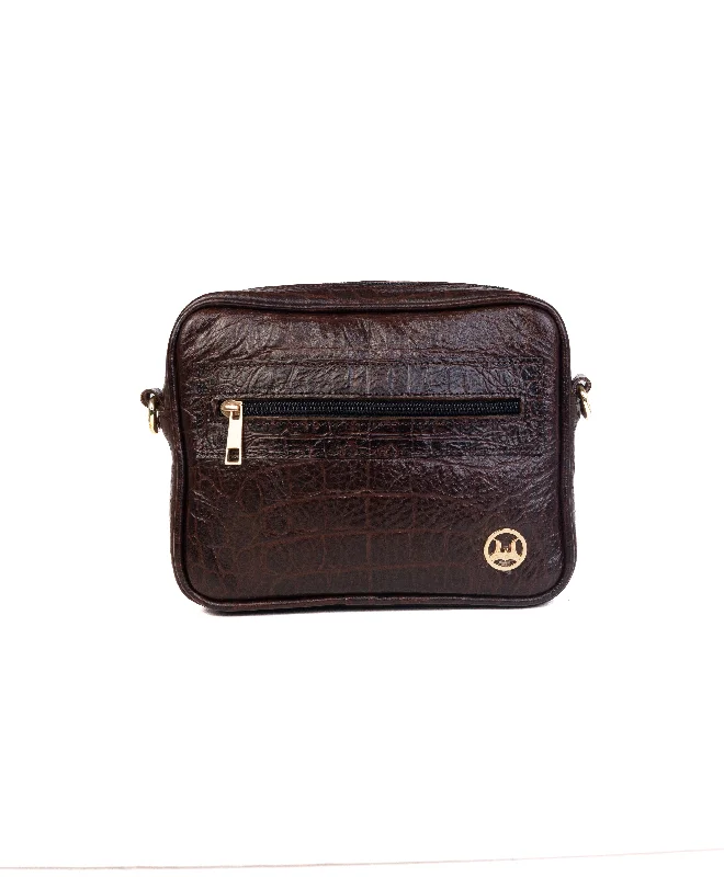 Messenger Bag: Dark Brown Crocodile Print Premium Quality Bags At Affordable Prices Messenger Bag: Dark Brown Crocodile Print Premium Quality Bags At Affordable Prices