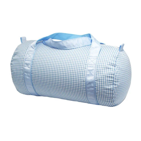 MINT Baby Blue Gingham Medium Duffle Sleek And Stylish Handbags At Lower Prices