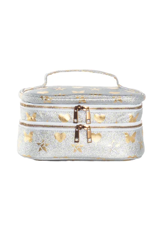 Mixed Metals Rebel Glam & Go Travel Case with White Zipper Best Deals On Premium Handbags Mixed Metals Rebel Glam & Go Travel Case with White Zipper Best Deals On Premium Handbags