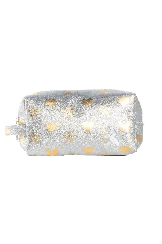 Mixed Metals Rebel Makeup Bag with White Zipper Fashion-Forward Bags, Now On Sale