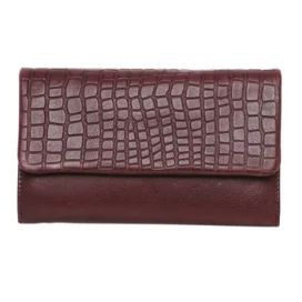 MODAPELLE - CROC-EMBOSSED LADIES LEATHER WALLET - OX BLOOD Unmissable Deals On Everyday Handbags