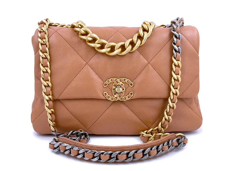 NIB 21K Chanel 19 Caramel Beige Brown Medium Flap Bag The Best Handbag Sale Of The Season NIB 21K Chanel 19 Caramel Beige Brown Medium Flap Bag The Best Handbag Sale Of The Season