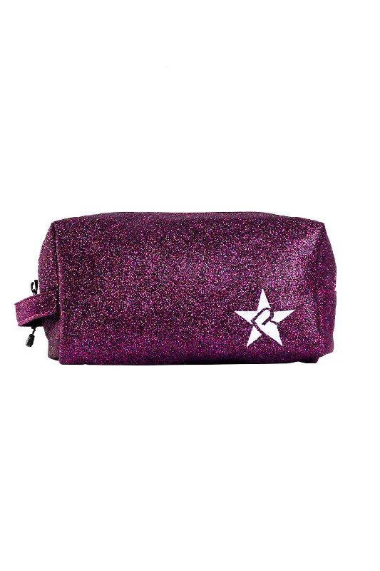 Plum Rebel Makeup Bag with White Zipper Trendy And Timeless Handbags Now On Sale