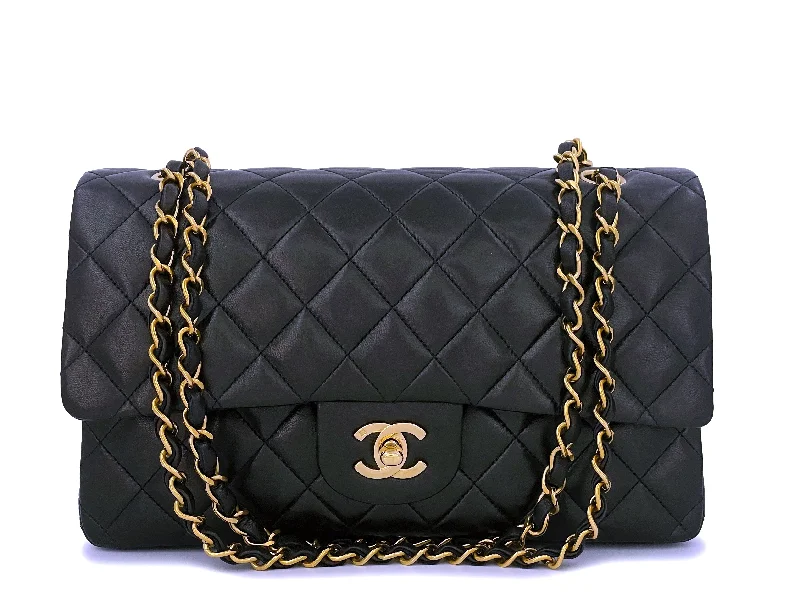 Pristine Chanel 1994 Vintage Black Medium Classic Double Flap Bag 24k GHW Lambskin Seasonal Sale On Trendy Handbags Pristine Chanel 1994 Vintage Black Medium Classic Double Flap Bag 24k GHW Lambskin Seasonal Sale On Trendy Handbags