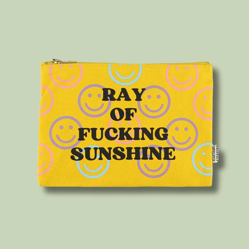 Ray Of F*cking  Sunshine Smiley Face Canvas Pouch Shoulder Bags, Best Deals Today