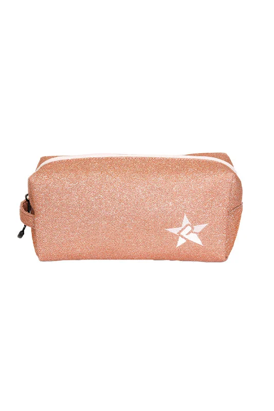 Rose Gold Rebel Makeup Bag with White Zipper Trendy Purses At Exclusive Promotional Rates Rose Gold Rebel Makeup Bag with White Zipper Trendy Purses At Exclusive Promotional Rates
