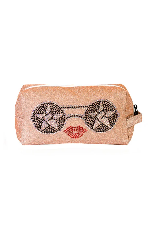 Rose Gold "So Shady" Makeup Bag with White Zipper Shoulder Bags, Crossbody Bags, And More On Sale