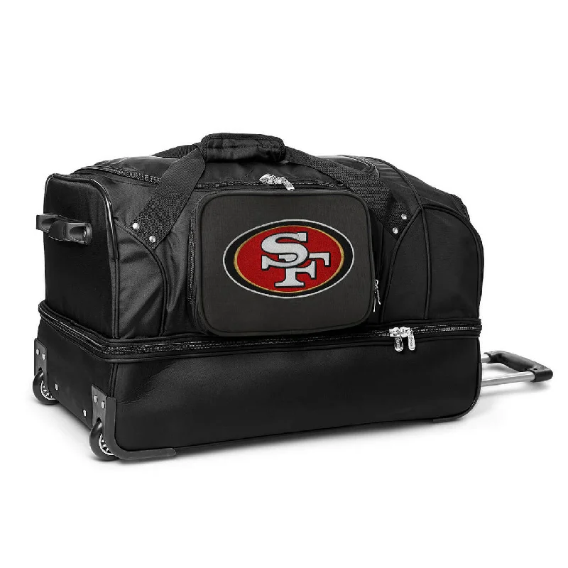 San Francisco 49ers 27" Black Rolling Drop Bottom Duffel Fashion Bags With Huge Discounts San Francisco 49ers 27" Black Rolling Drop Bottom Duffel Fashion Bags With Huge Discounts