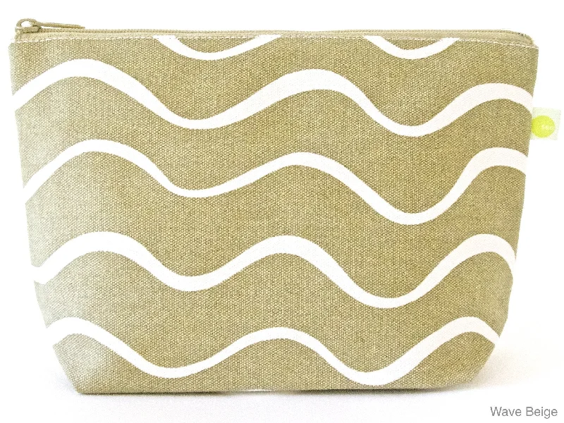 Wavy Beige Large Travel Pouch Everyday Elegance At Lower Prices