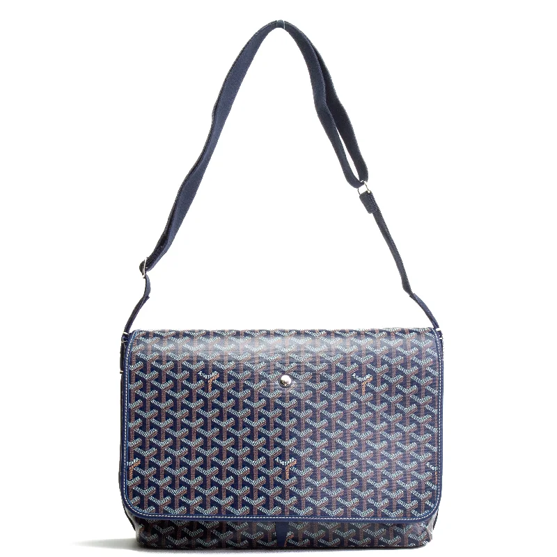 GOYARD Goyardine Capetien MM Messenger Bag -Navy Blue Iconic Fashion Bags At Unbeatable Savings
