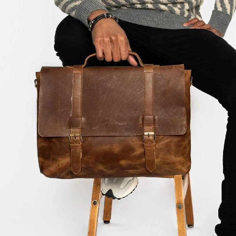 Urban Leather Messenger - Saddle Brown Sleek And Stylish Handbags At Lower Prices